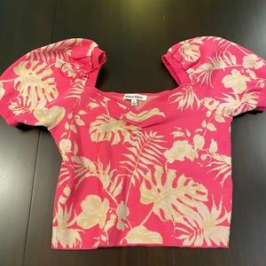Jealous Tomato Cropped Floral Puff Sleeve Top L